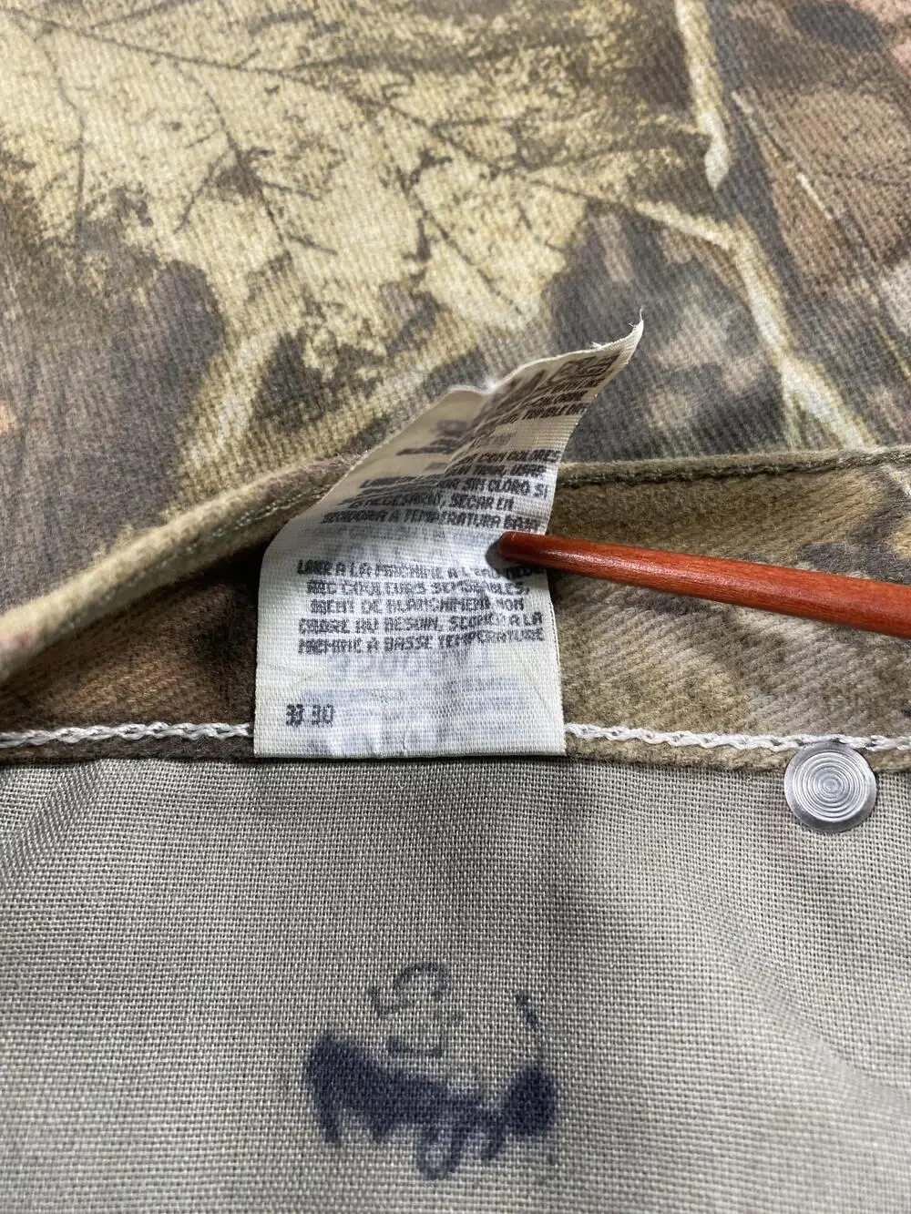 Wrangler Pants Mens 32x30 Brown Advantage Timber Camo 5 Pocket Hunting USA